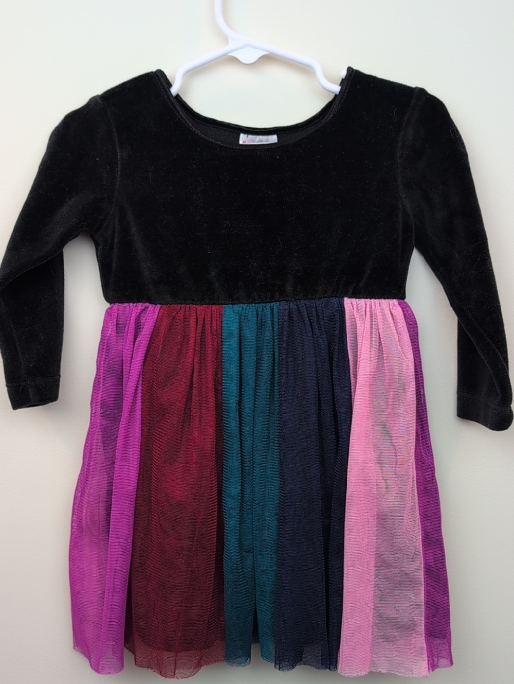 Hanna Andersson Black Velvet/Multicolor Tulle Dress 18-24M